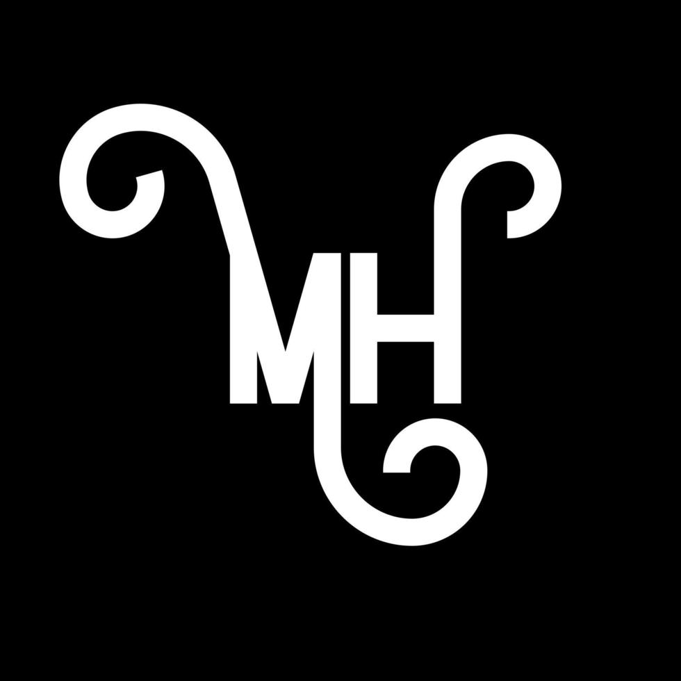 mh brief logo ontwerp. beginletters mh logo icoon. abstracte letter mh minimale logo ontwerpsjabloon. mh brief ontwerp vector met zwarte kleuren. mh-logo