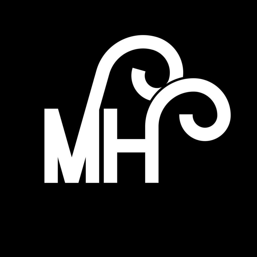 mh brief logo ontwerp. beginletters mh logo icoon. abstracte letter mh minimale logo ontwerpsjabloon. mh brief ontwerp vector met zwarte kleuren. mh-logo