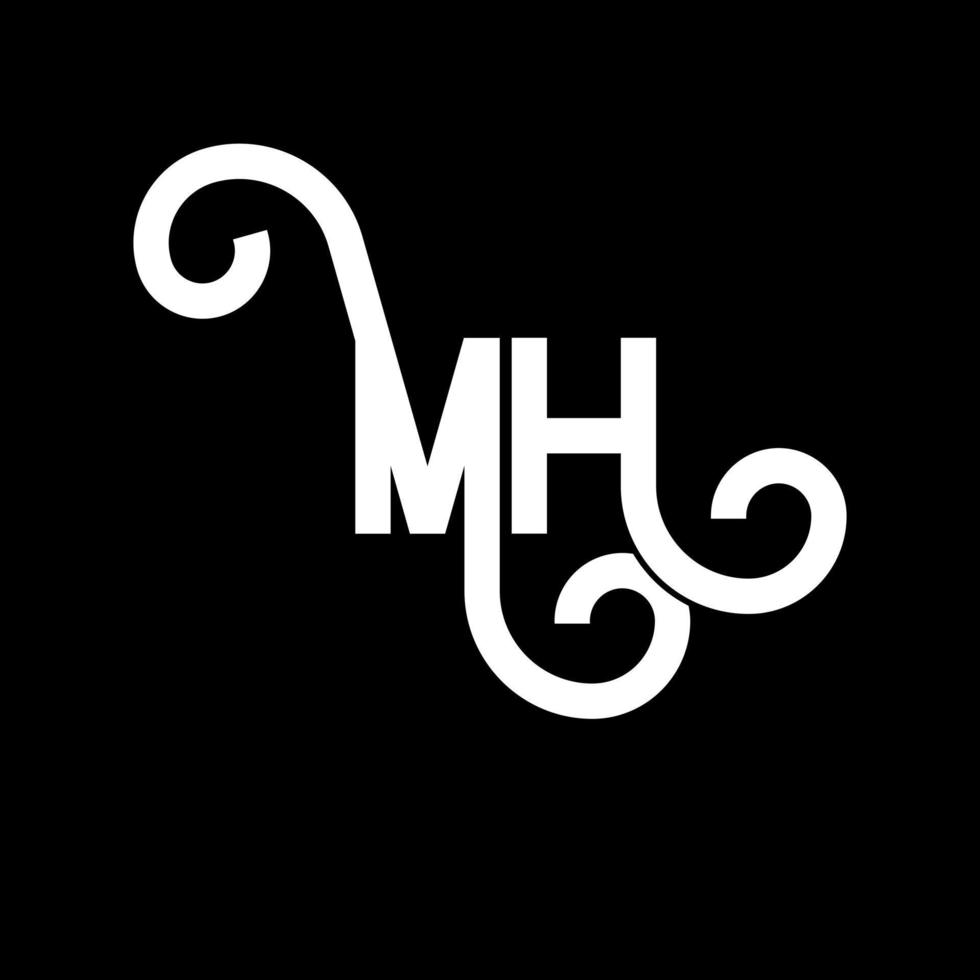 mh brief logo ontwerp. beginletters mh logo icoon. abstracte letter mh minimale logo ontwerpsjabloon. mh brief ontwerp vector met zwarte kleuren. mh-logo