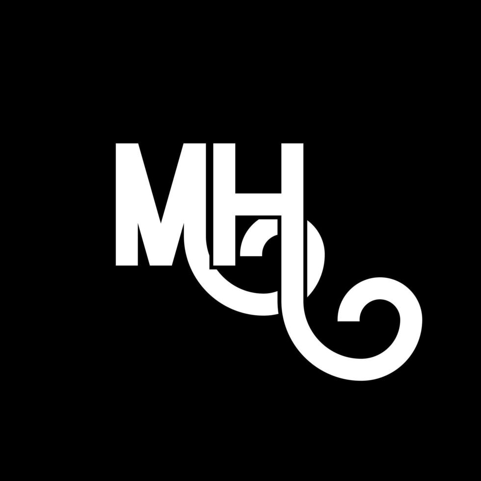 mh brief logo ontwerp. beginletters mh logo icoon. abstracte letter mh minimale logo ontwerpsjabloon. mh brief ontwerp vector met zwarte kleuren. mh-logo