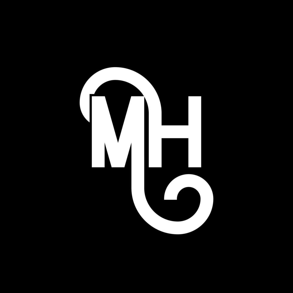 mh brief logo ontwerp. beginletters mh logo icoon. abstracte letter mh minimale logo ontwerpsjabloon. mh brief ontwerp vector met zwarte kleuren. mh-logo