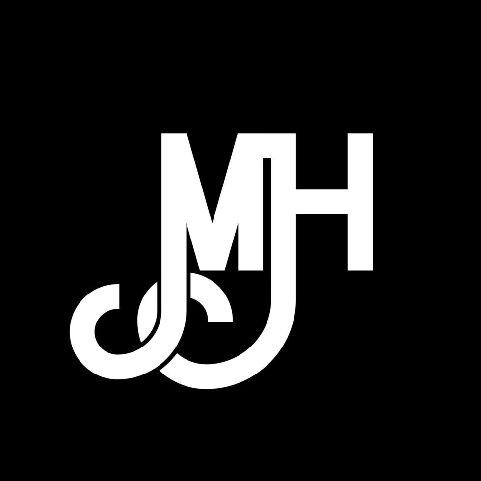 mh brief logo ontwerp. beginletters mh logo icoon. abstracte letter mh minimale logo ontwerpsjabloon. mh brief ontwerp vector met zwarte kleuren. mh-logo