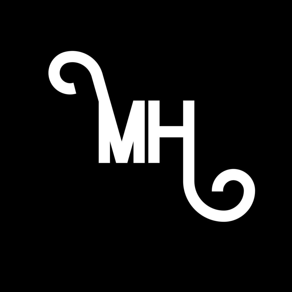 mh brief logo ontwerp. beginletters mh logo icoon. abstracte letter mh minimale logo ontwerpsjabloon. mh brief ontwerp vector met zwarte kleuren. mh-logo