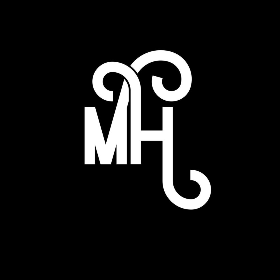 mh brief logo ontwerp. beginletters mh logo icoon. abstracte letter mh minimale logo ontwerpsjabloon. mh brief ontwerp vector met zwarte kleuren. mh-logo