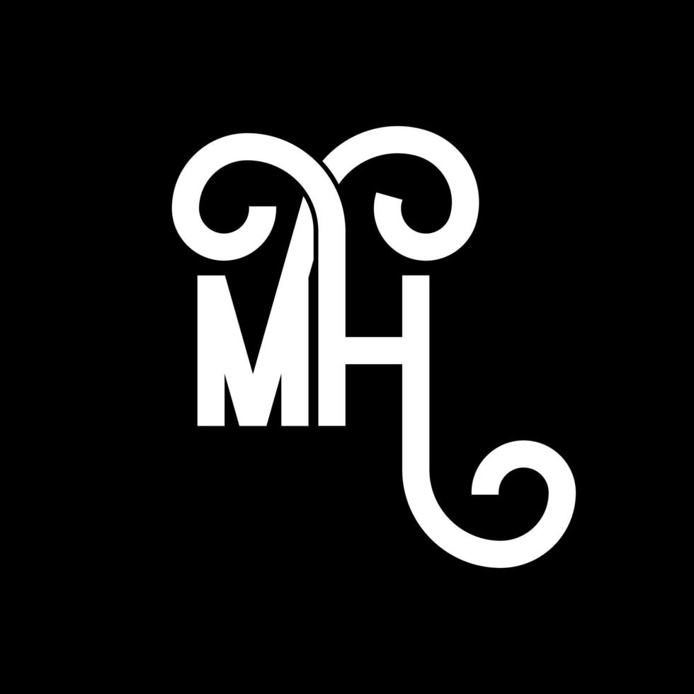 mh brief logo ontwerp. beginletters mh logo icoon. abstracte letter mh minimale logo ontwerpsjabloon. mh brief ontwerp vector met zwarte kleuren. mh-logo