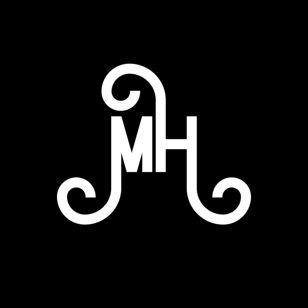 mh brief logo ontwerp. beginletters mh logo icoon. abstracte letter mh minimale logo ontwerpsjabloon. mh brief ontwerp vector met zwarte kleuren. mh-logo