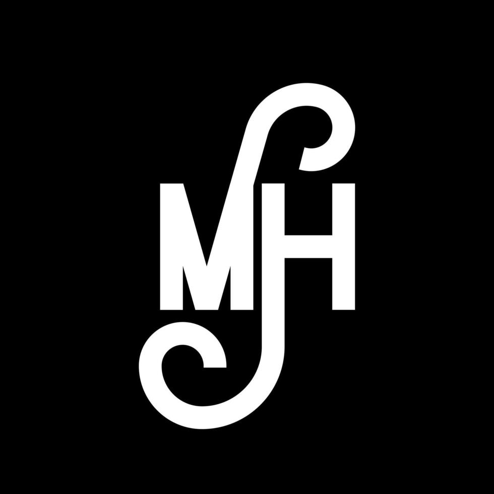 mh brief logo ontwerp. beginletters mh logo icoon. abstracte letter mh minimale logo ontwerpsjabloon. mh brief ontwerp vector met zwarte kleuren. mh-logo