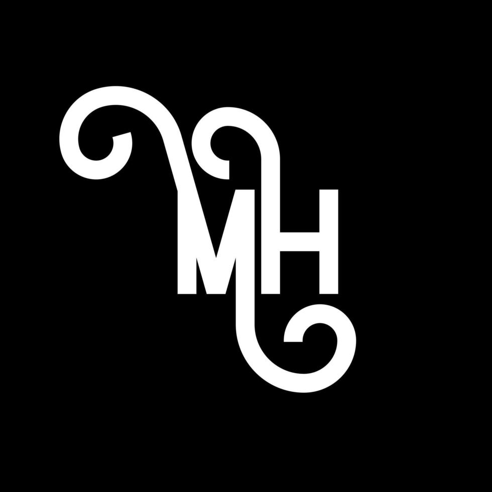 mh brief logo ontwerp. beginletters mh logo icoon. abstracte letter mh minimale logo ontwerpsjabloon. mh brief ontwerp vector met zwarte kleuren. mh-logo