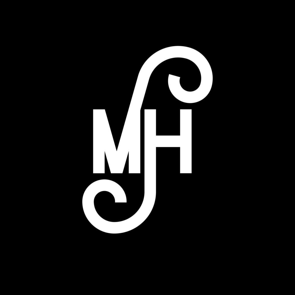 mh brief logo ontwerp. beginletters mh logo icoon. abstracte letter mh minimale logo ontwerpsjabloon. mh brief ontwerp vector met zwarte kleuren. mh-logo