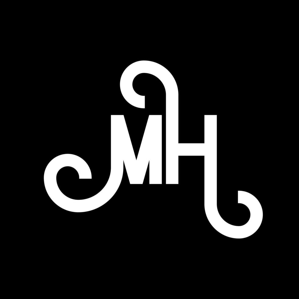 mh brief logo ontwerp. beginletters mh logo icoon. abstracte letter mh minimale logo ontwerpsjabloon. mh brief ontwerp vector met zwarte kleuren. mh-logo