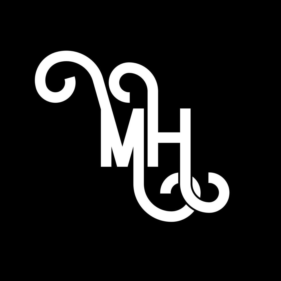 mh brief logo ontwerp. beginletters mh logo icoon. abstracte letter mh minimale logo ontwerpsjabloon. mh brief ontwerp vector met zwarte kleuren. mh-logo