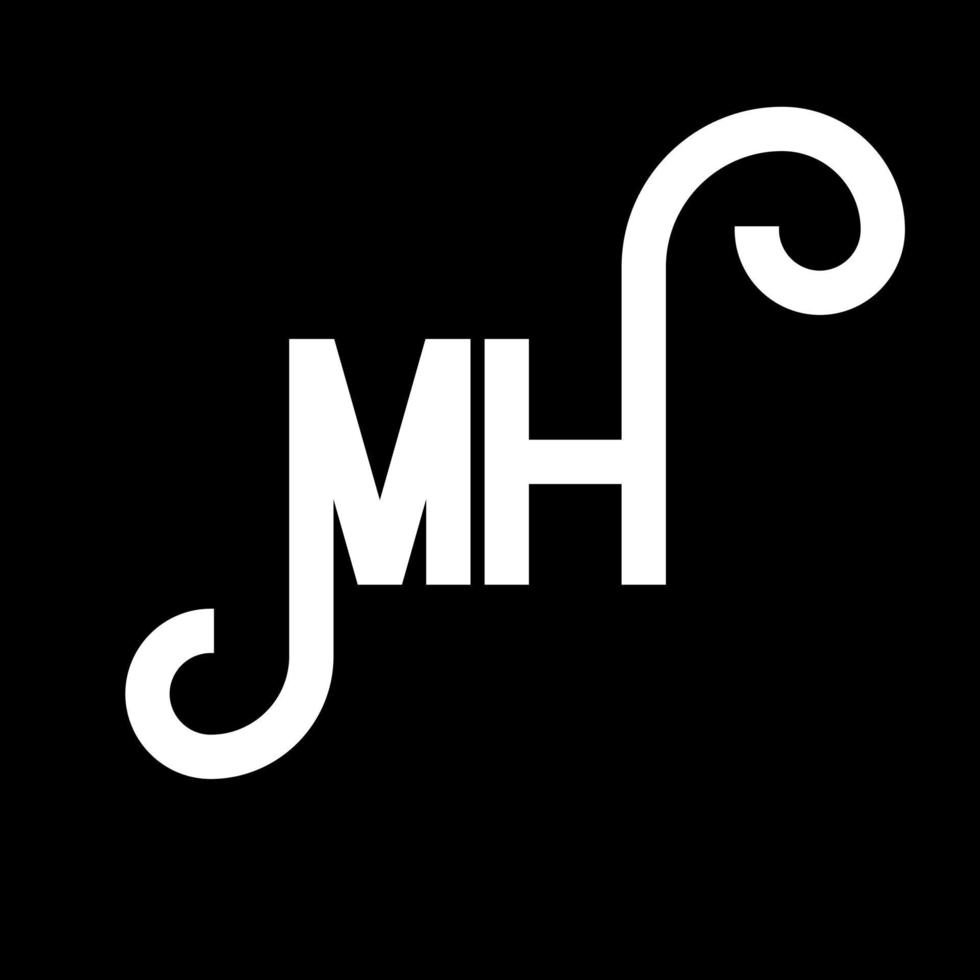 mh brief logo ontwerp. beginletters mh logo icoon. abstracte letter mh minimale logo ontwerpsjabloon. mh brief ontwerp vector met zwarte kleuren. mh-logo