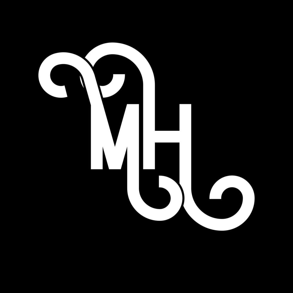 mh brief logo ontwerp. beginletters mh logo icoon. abstracte letter mh minimale logo ontwerpsjabloon. mh brief ontwerp vector met zwarte kleuren. mh-logo