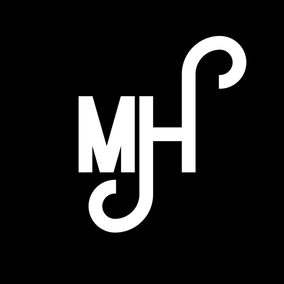 mh brief logo ontwerp. beginletters mh logo icoon. abstracte letter mh minimale logo ontwerpsjabloon. mh brief ontwerp vector met zwarte kleuren. mh-logo