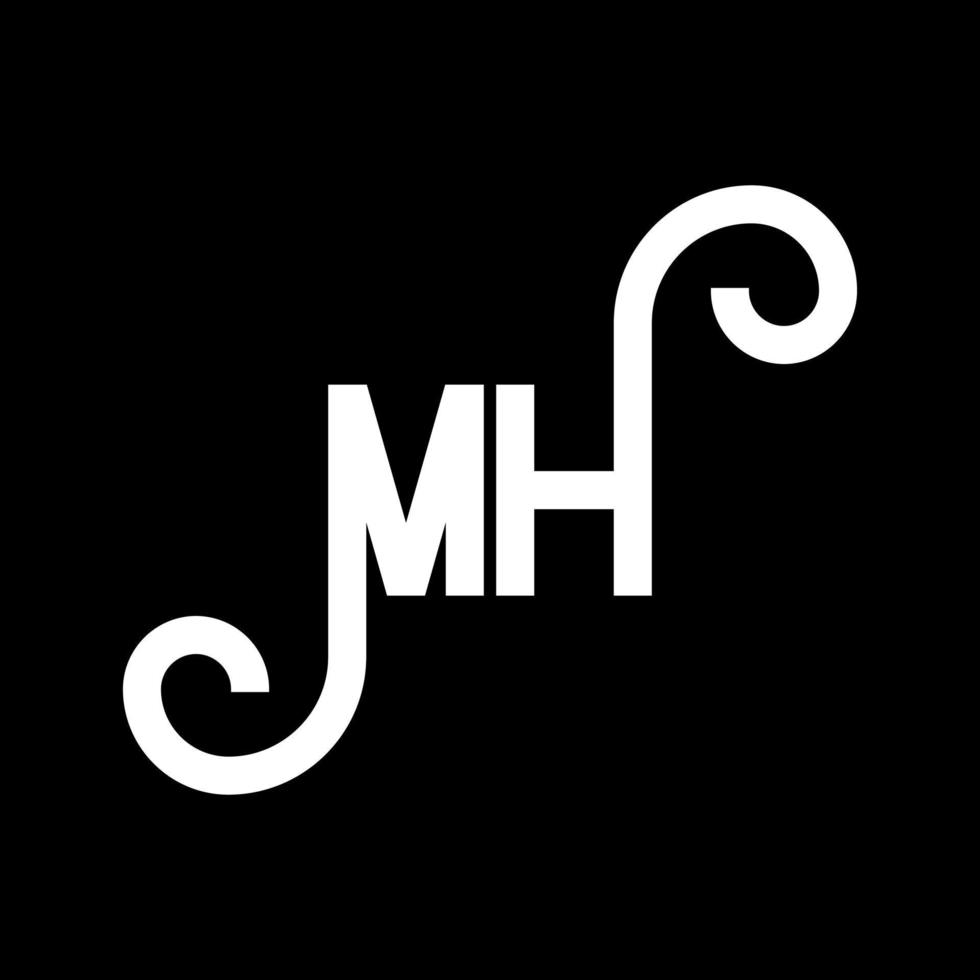 mh brief logo ontwerp. beginletters mh logo icoon. abstracte letter mh minimale logo ontwerpsjabloon. mh brief ontwerp vector met zwarte kleuren. mh-logo