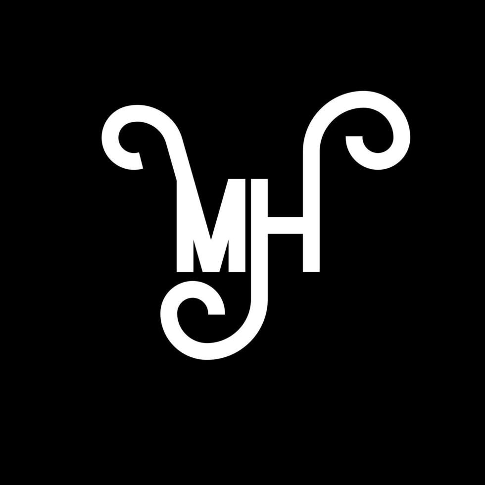 mh brief logo ontwerp. beginletters mh logo icoon. abstracte letter mh minimale logo ontwerpsjabloon. mh brief ontwerp vector met zwarte kleuren. mh-logo