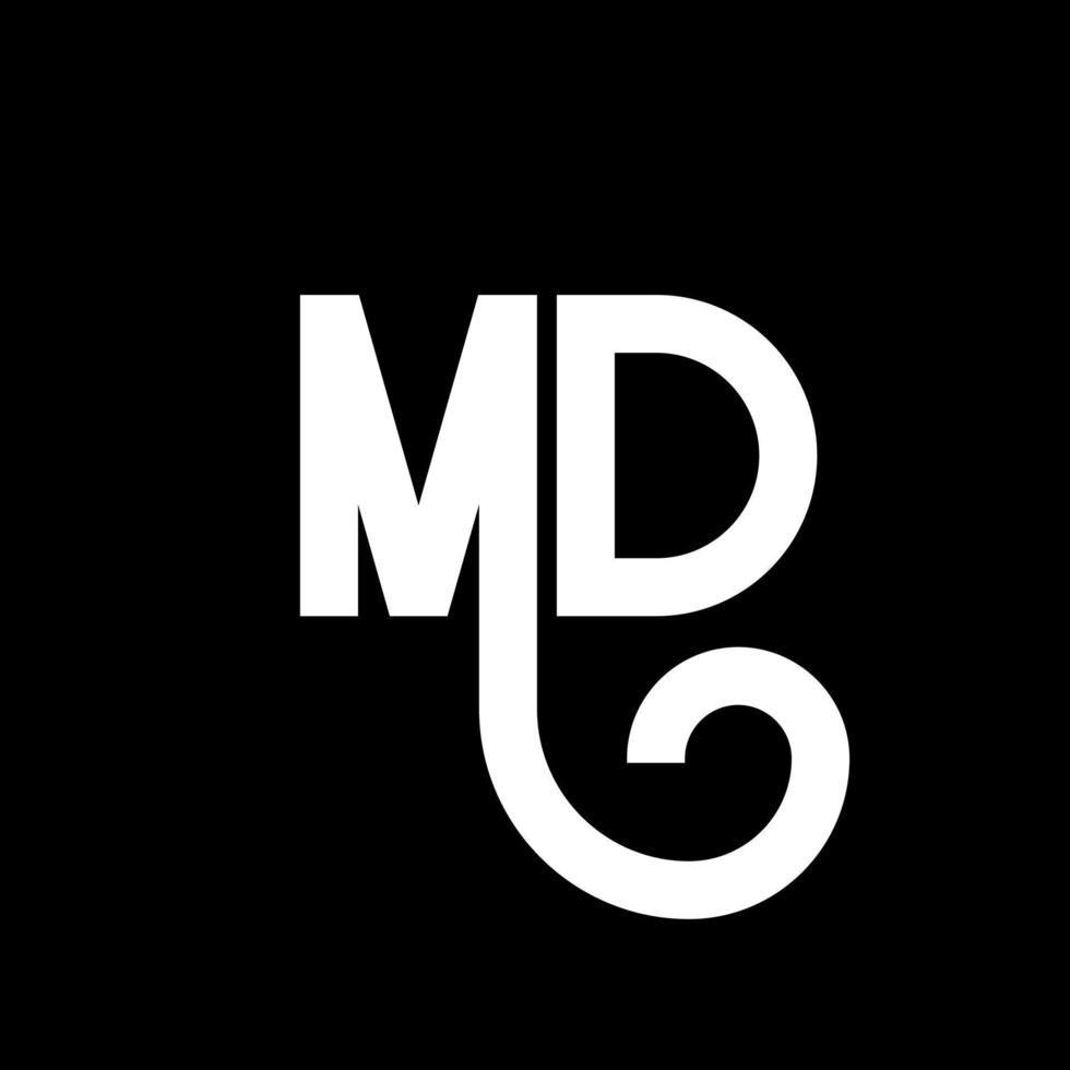 md brief logo ontwerp. beginletters md logo icoon. abstracte letter md minimale logo ontwerpsjabloon. md brief ontwerp vector met zwarte kleuren. md-logo