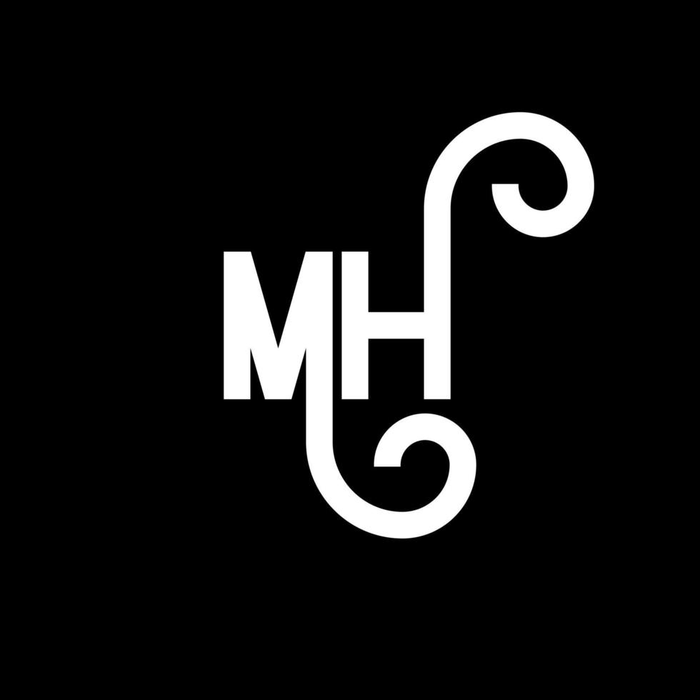 mh brief logo ontwerp. beginletters mh logo icoon. abstracte letter mh minimale logo ontwerpsjabloon. mh brief ontwerp vector met zwarte kleuren. mh-logo