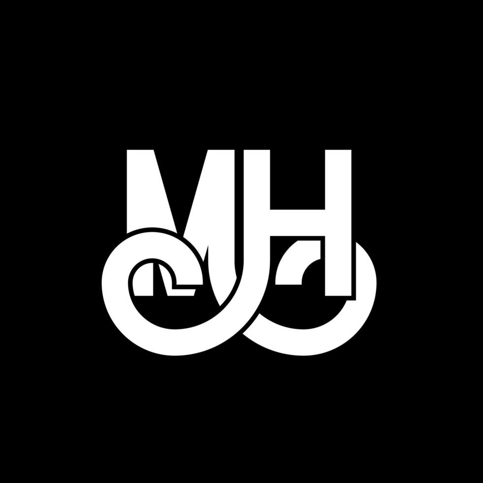 mh brief logo ontwerp. beginletters mh logo icoon. abstracte letter mh minimale logo ontwerpsjabloon. mh brief ontwerp vector met zwarte kleuren. mh-logo