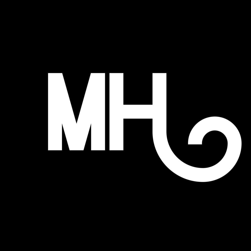 mh brief logo ontwerp. beginletters mh logo icoon. abstracte letter mh minimale logo ontwerpsjabloon. mh brief ontwerp vector met zwarte kleuren. mh-logo