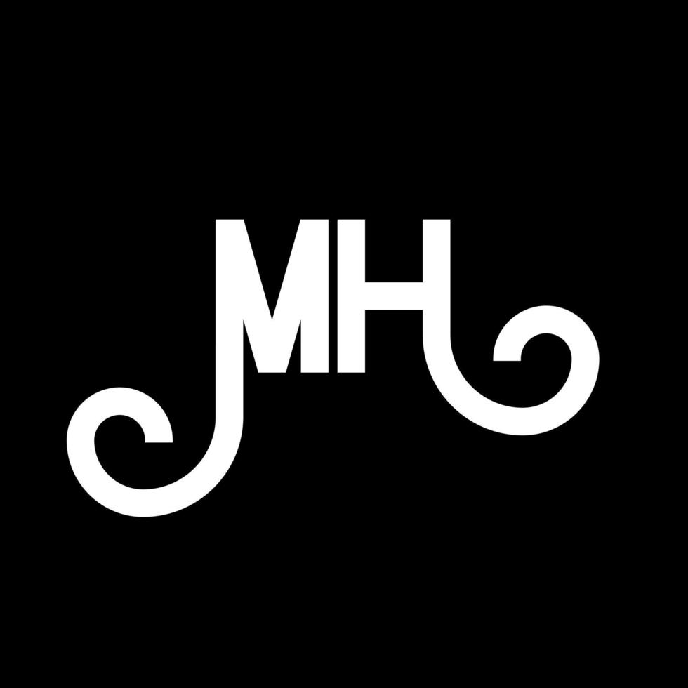 mh brief logo ontwerp. beginletters mh logo icoon. abstracte letter mh minimale logo ontwerpsjabloon. mh brief ontwerp vector met zwarte kleuren. mh-logo