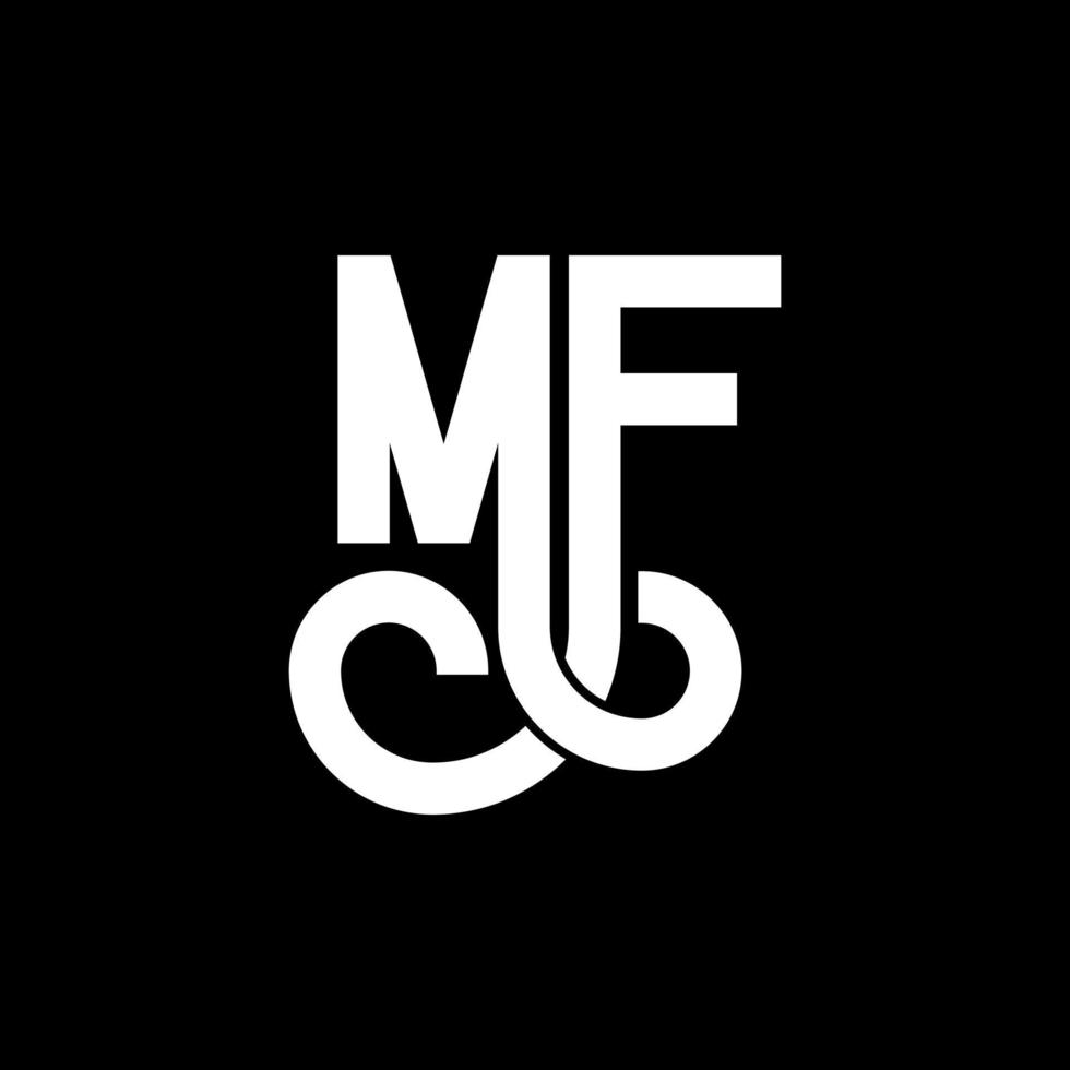 mf brief logo ontwerp. beginletters mf logo icoon. abstracte letter mf minimale logo ontwerpsjabloon. mf brief ontwerp vector met zwarte kleuren. mf-logo