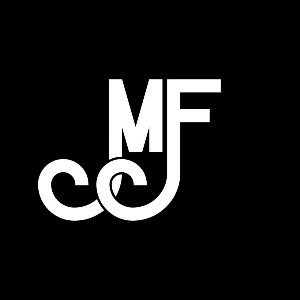 mf brief logo ontwerp. beginletters mf logo icoon. abstracte letter mf minimale logo ontwerpsjabloon. mf brief ontwerp vector met zwarte kleuren. mf-logo