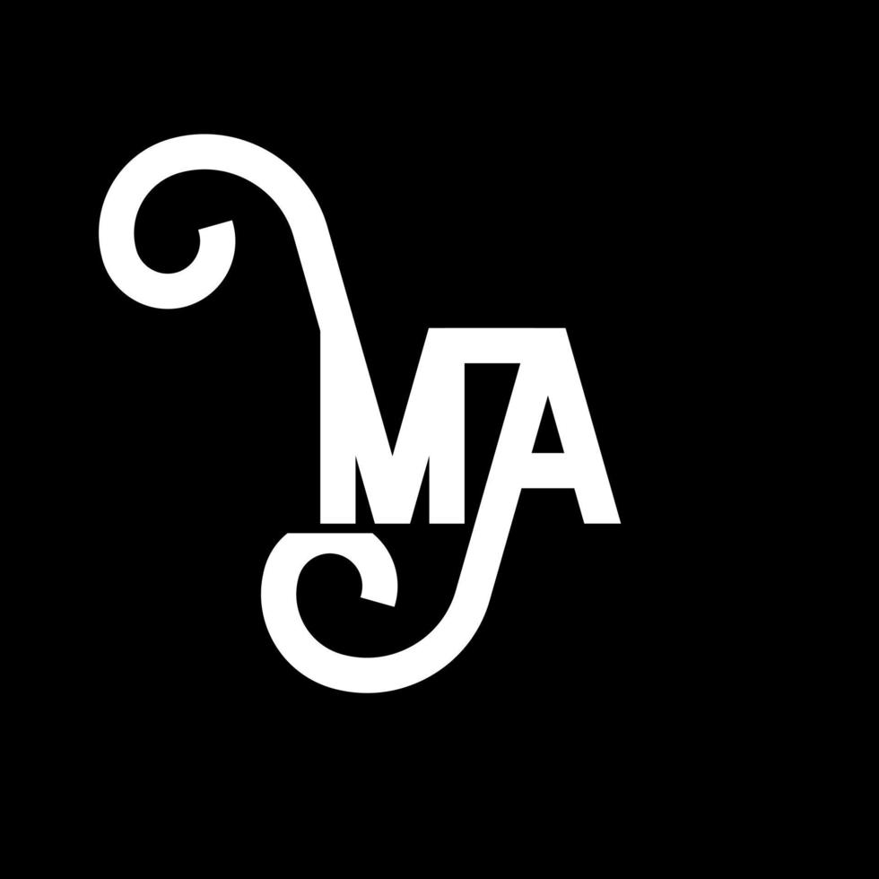 ma brief logo ontwerp. beginletters ma logo icoon. abstracte letter ma minimale logo ontwerpsjabloon. ma brief ontwerp vector met zwarte kleuren. ma logo