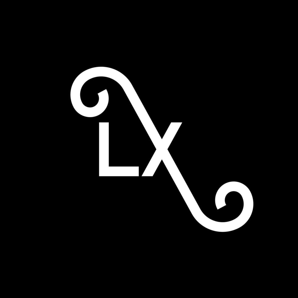 lx brief logo ontwerp. beginletters lx logo icoon. abstracte letter lx minimale logo ontwerpsjabloon. lx brief ontwerp vector met zwarte kleuren. lx-logo