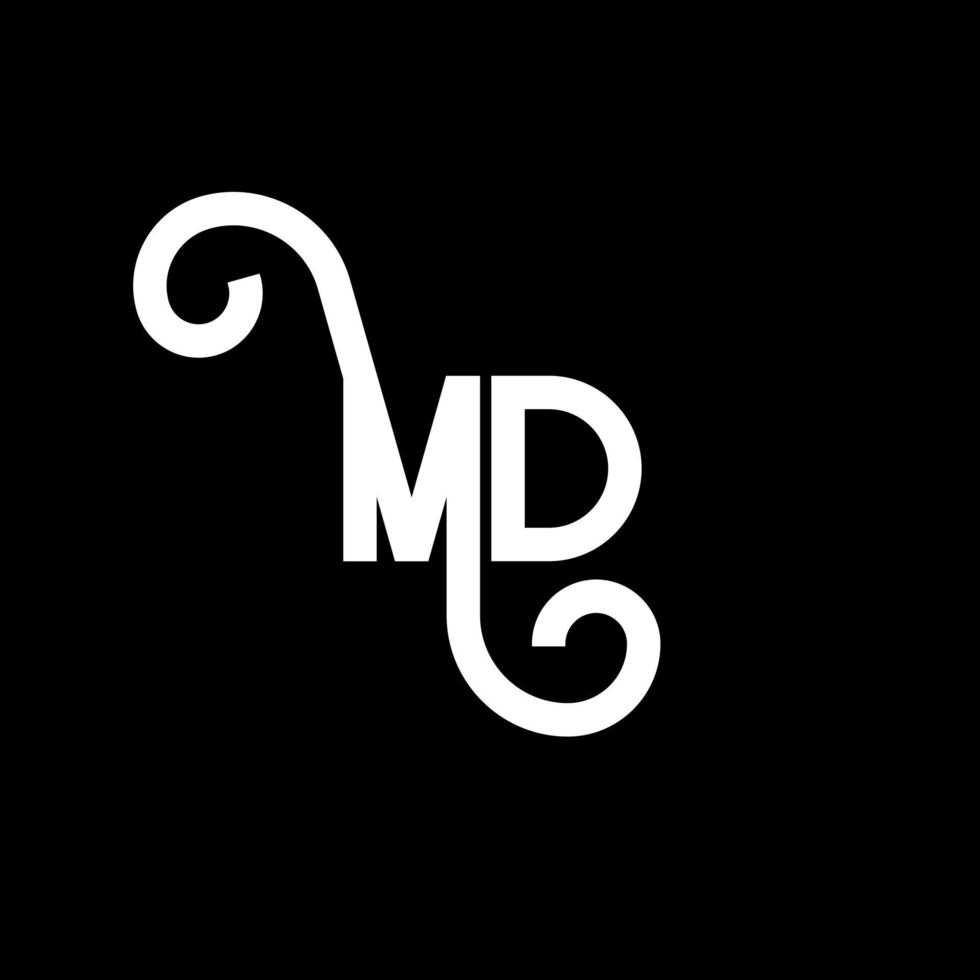 md brief logo ontwerp. beginletters md logo icoon. abstracte letter md minimale logo ontwerpsjabloon. md brief ontwerp vector met zwarte kleuren. md-logo