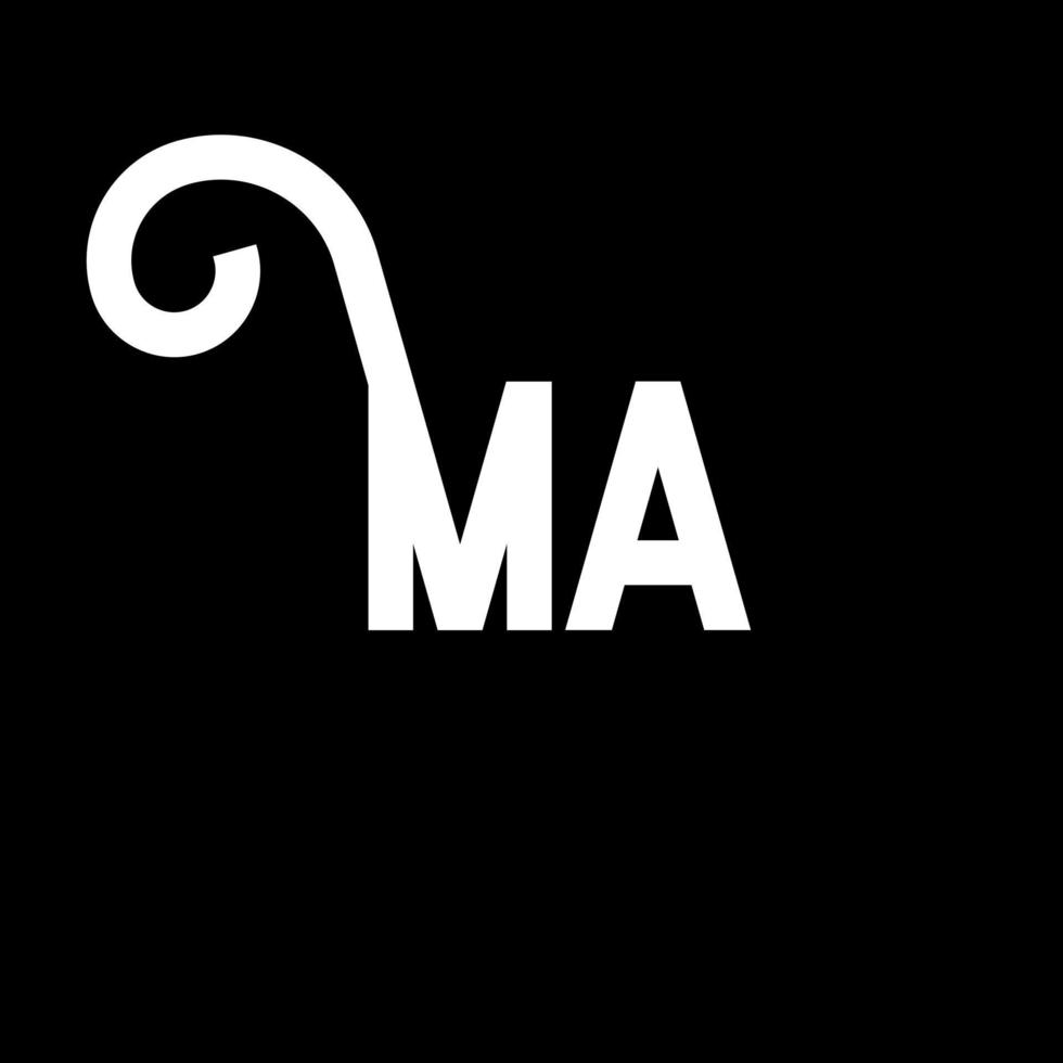 ma brief logo ontwerp. beginletters ma logo icoon. abstracte letter ma minimale logo ontwerpsjabloon. ma brief ontwerp vector met zwarte kleuren. ma logo