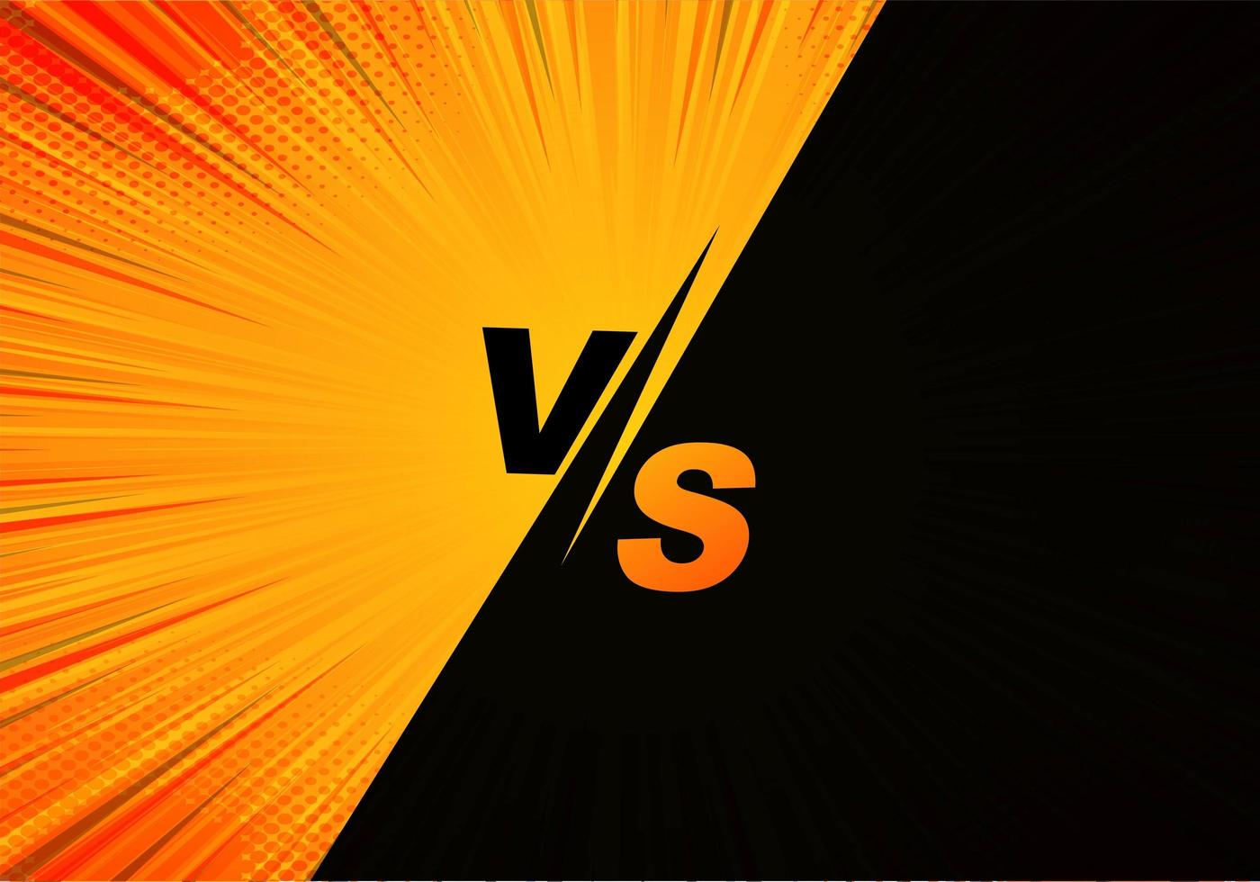 versus komisch scherm in oranje en zwart vector