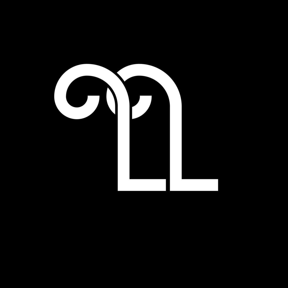 ll brief logo ontwerp. beginletters ll logo icoon. abstracte letter ll minimale logo ontwerpsjabloon. ll brief ontwerp vector met zwarte kleuren. ll logo