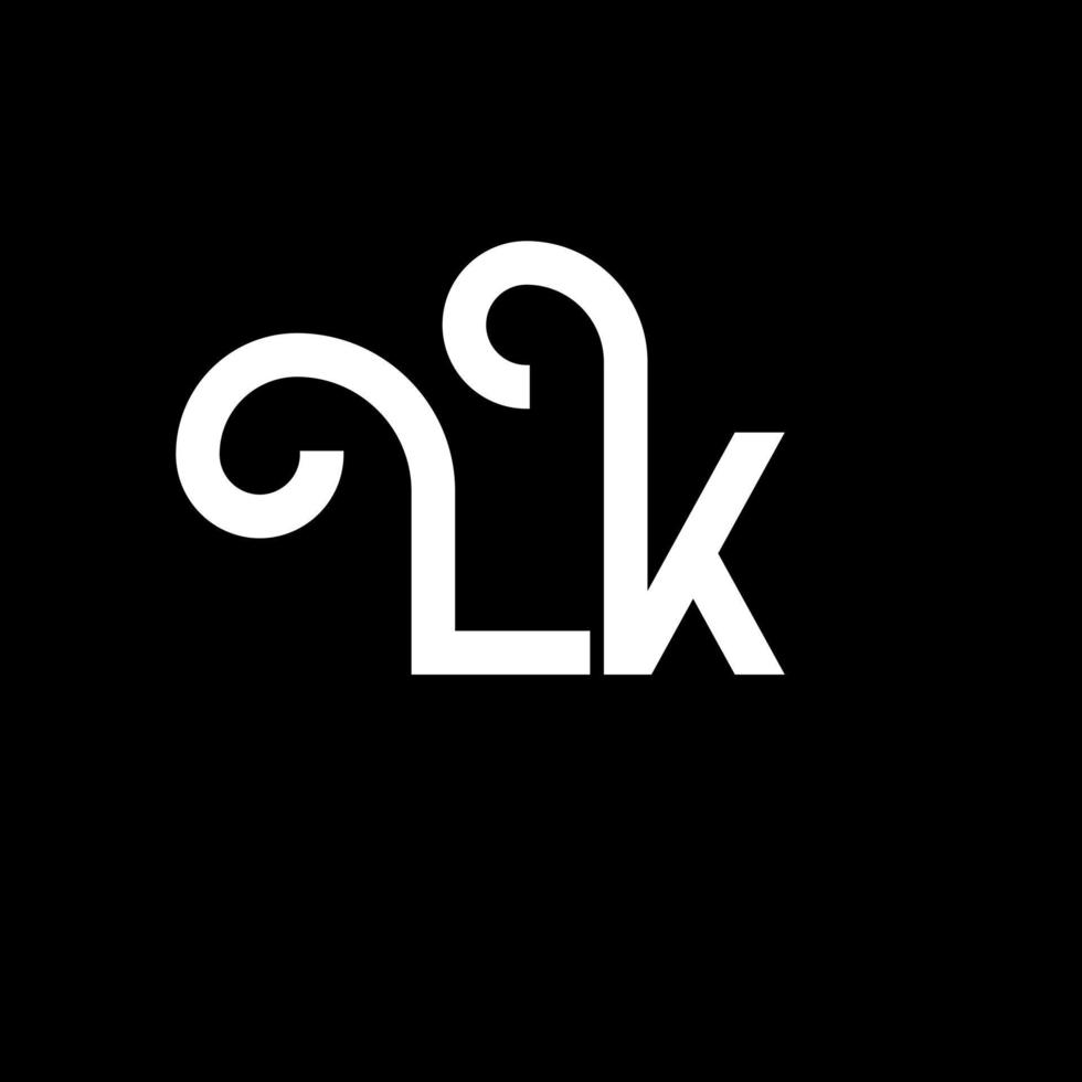 lk brief logo ontwerp. beginletters lk logo icoon. abstracte letter lk minimale logo ontwerpsjabloon. lk brief ontwerp vector met zwarte kleuren. lk-logo