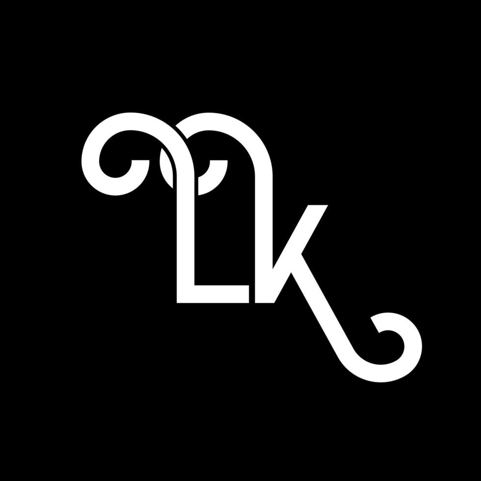 lk brief logo ontwerp. beginletters lk logo icoon. abstracte letter lk minimale logo ontwerpsjabloon. lk brief ontwerp vector met zwarte kleuren. lk-logo