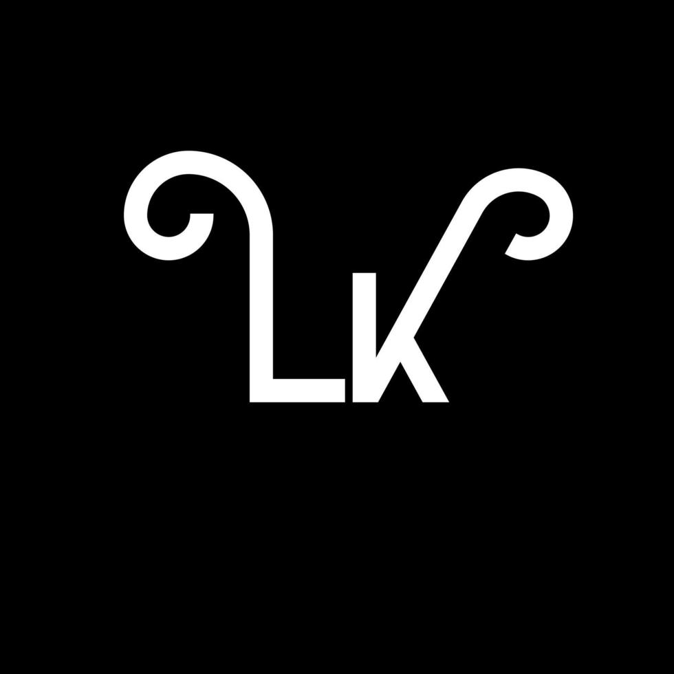 lk brief logo ontwerp. beginletters lk logo icoon. abstracte letter lk minimale logo ontwerpsjabloon. lk brief ontwerp vector met zwarte kleuren. lk-logo