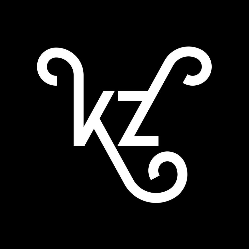 kz brief logo ontwerp. beginletters kz logo icoon. abstracte letter kz minimale logo ontwerpsjabloon. kz brief ontwerp vector met zwarte kleuren. kz-logo