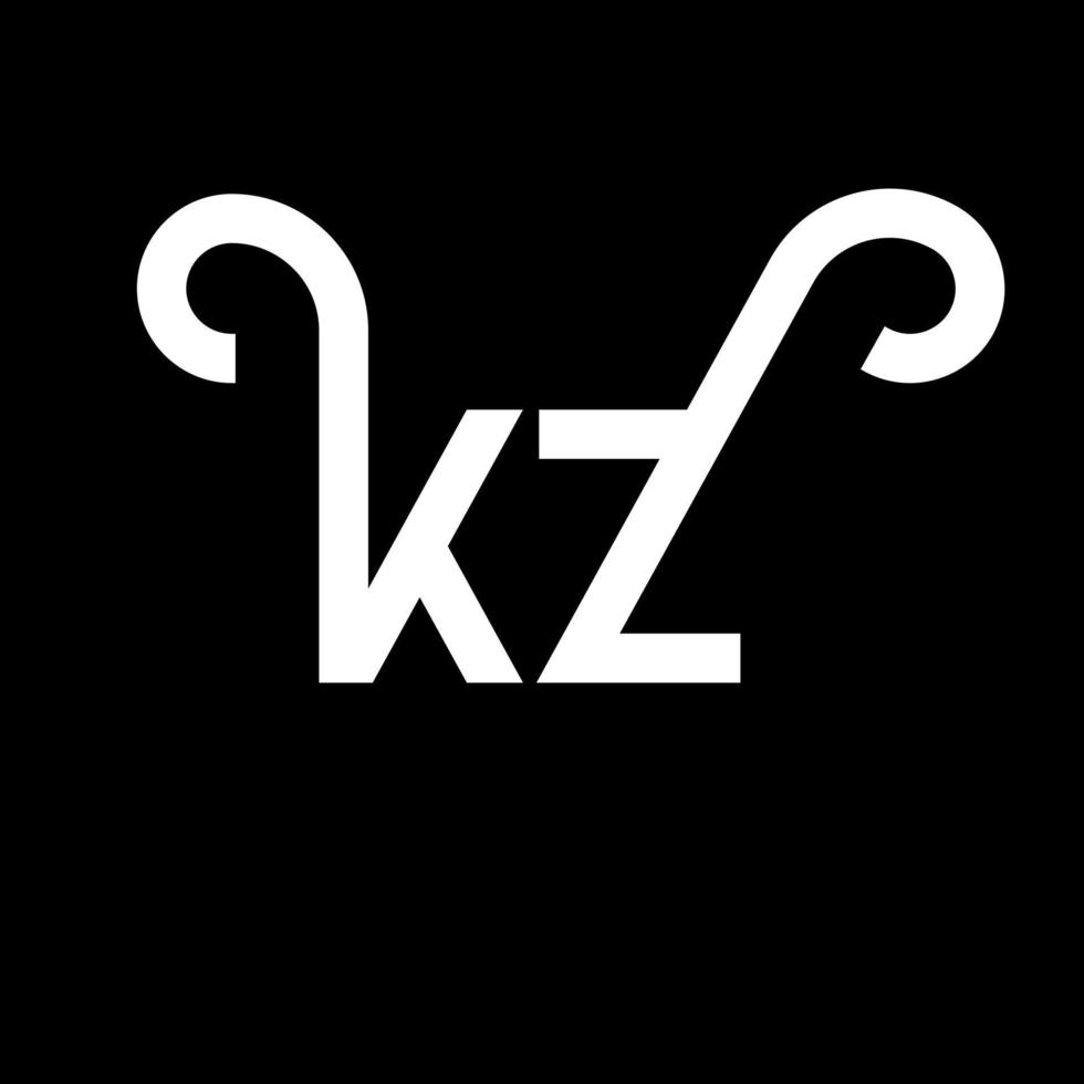 kz brief logo ontwerp. beginletters kz logo icoon. abstracte letter kz minimale logo ontwerpsjabloon. kz brief ontwerp vector met zwarte kleuren. kz-logo