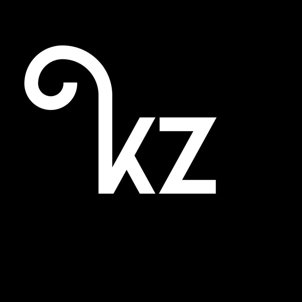 kz brief logo ontwerp. beginletters kz logo icoon. abstracte letter kz minimale logo ontwerpsjabloon. kz brief ontwerp vector met zwarte kleuren. kz-logo