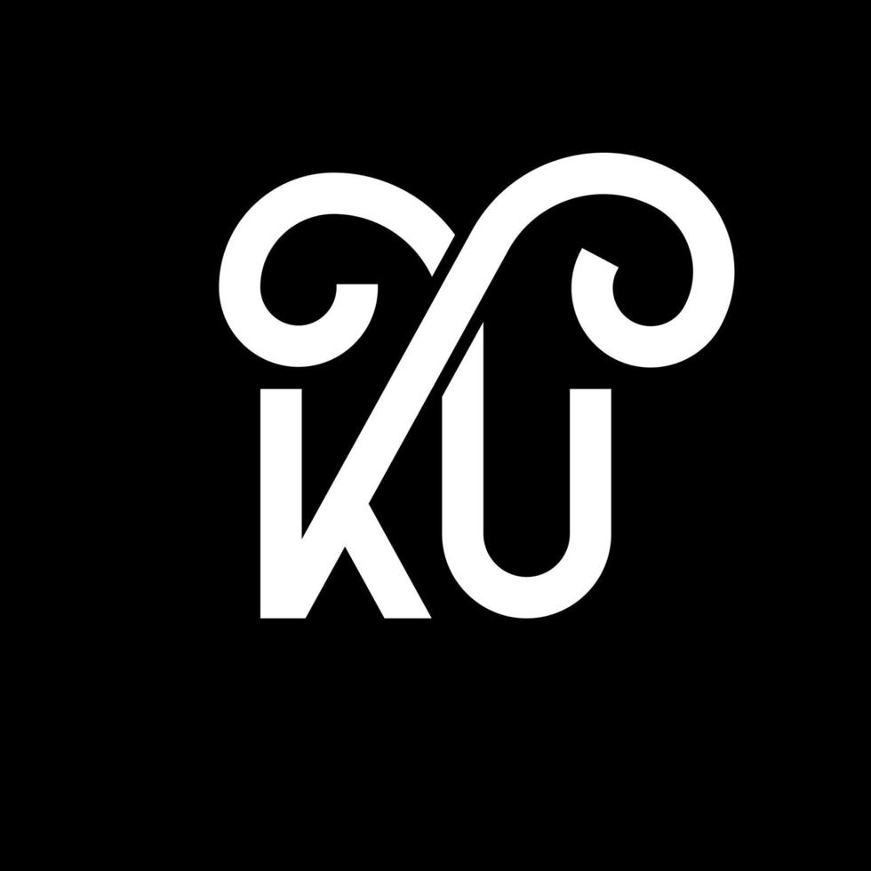 ku brief logo ontwerp op zwarte achtergrond. ku creatieve initialen brief logo concept. ku-briefontwerp. ku witte letter ontwerp op zwarte achtergrond. ku, ku-logo vector