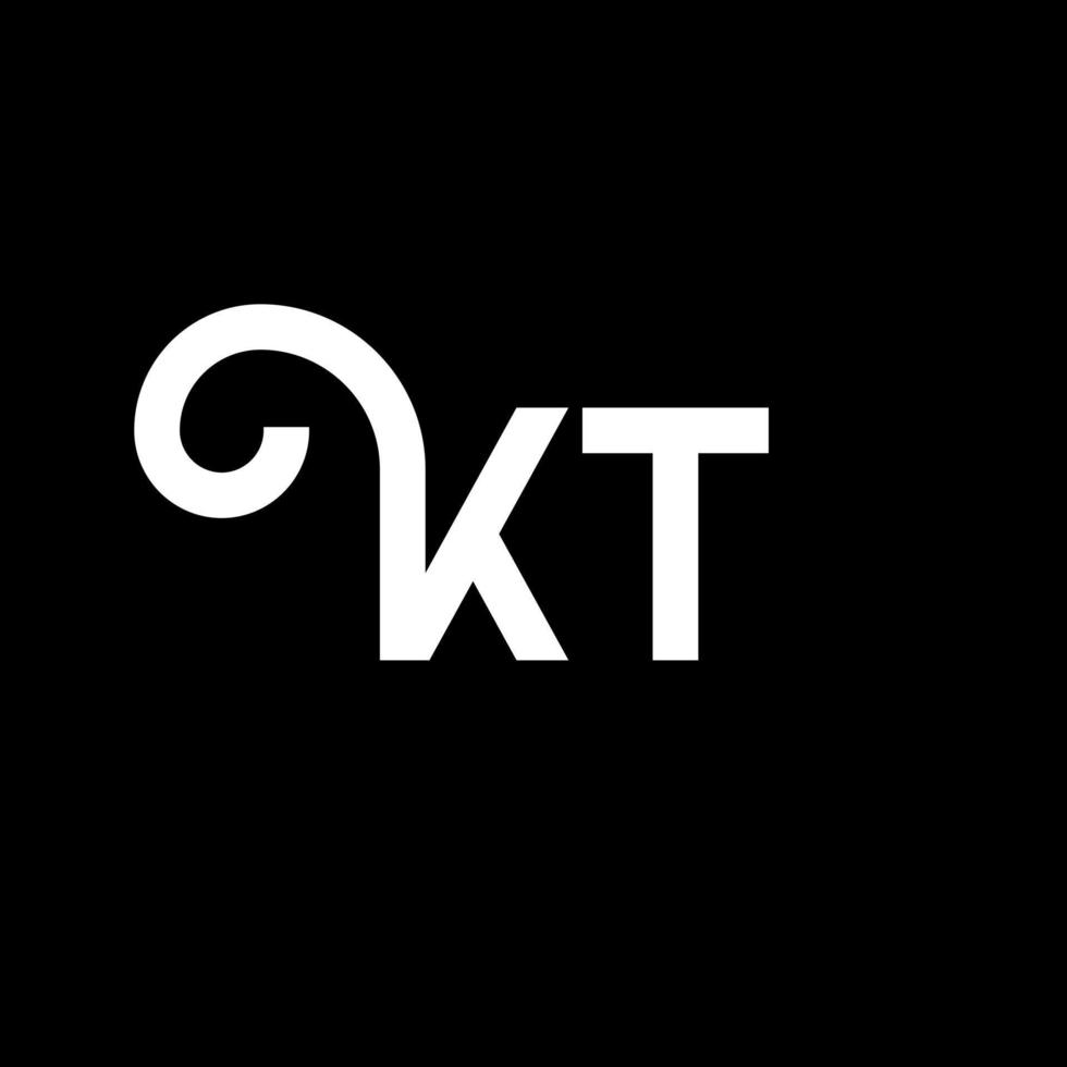 kt brief logo ontwerp op zwarte achtergrond. kt creatieve initialen brief logo concept. kt brief ontwerp. kt wit letterontwerp op zwarte achtergrond. kt, kt-logo vector