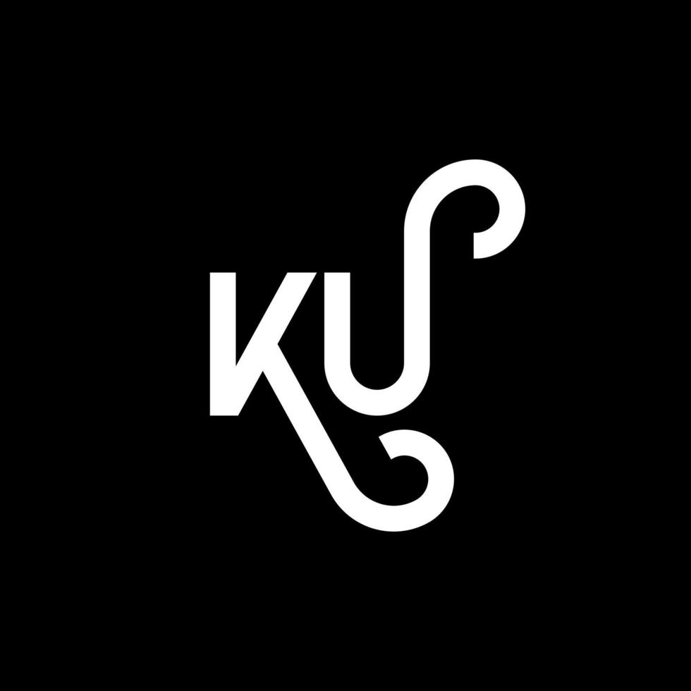 ku brief logo ontwerp op zwarte achtergrond. ku creatieve initialen brief logo concept. ku-briefontwerp. ku witte letter ontwerp op zwarte achtergrond. ku, ku-logo vector