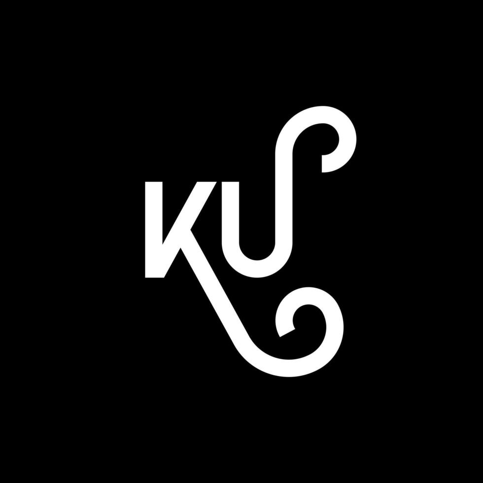 ku brief logo ontwerp op zwarte achtergrond. ku creatieve initialen brief logo concept. ku-briefontwerp. ku witte letter ontwerp op zwarte achtergrond. ku, ku-logo vector