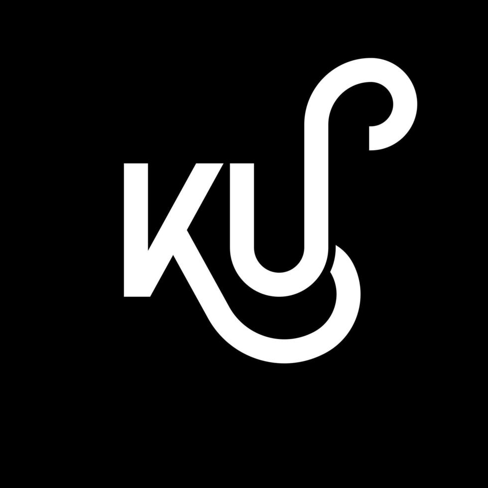 ku brief logo ontwerp op zwarte achtergrond. ku creatieve initialen brief logo concept. ku-briefontwerp. ku witte letter ontwerp op zwarte achtergrond. ku, ku-logo vector