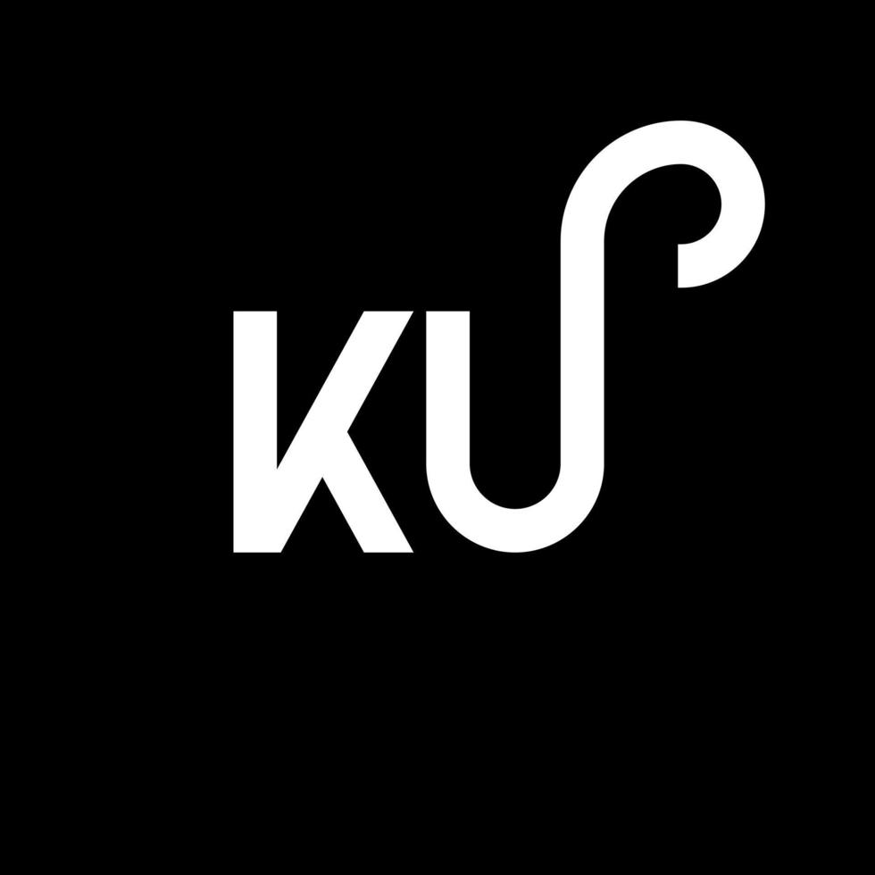 ku brief logo ontwerp op zwarte achtergrond. ku creatieve initialen brief logo concept. ku-briefontwerp. ku witte letter ontwerp op zwarte achtergrond. ku, ku-logo vector