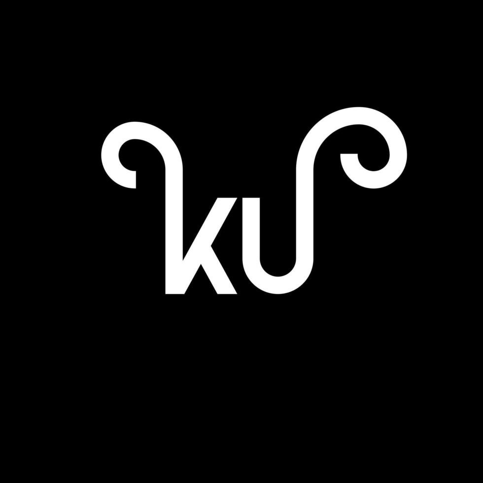 ku brief logo ontwerp op zwarte achtergrond. ku creatieve initialen brief logo concept. ku-briefontwerp. ku witte letter ontwerp op zwarte achtergrond. ku, ku-logo vector