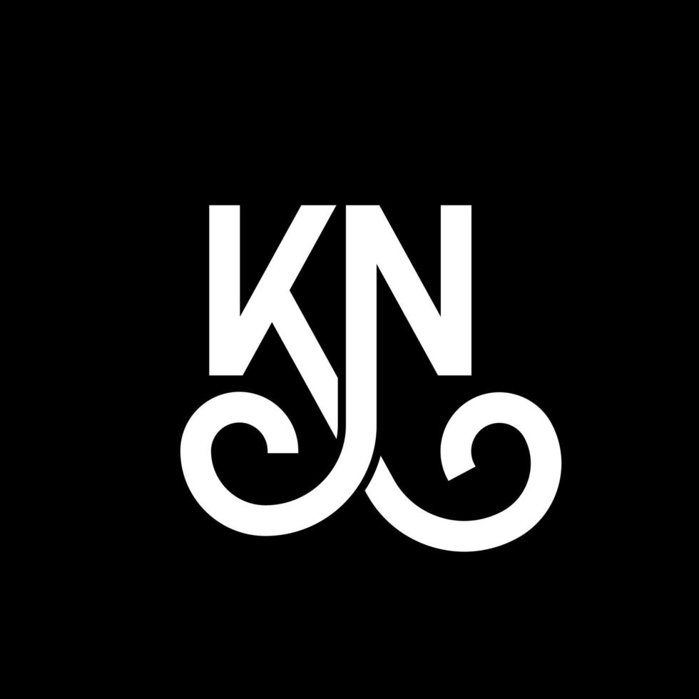 k brief logo ontwerp op zwarte achtergrond. k creatieve initialen brief logo concept. kn brief ontwerp. k wit letterontwerp op zwarte achtergrond. kn, kn-logo vector