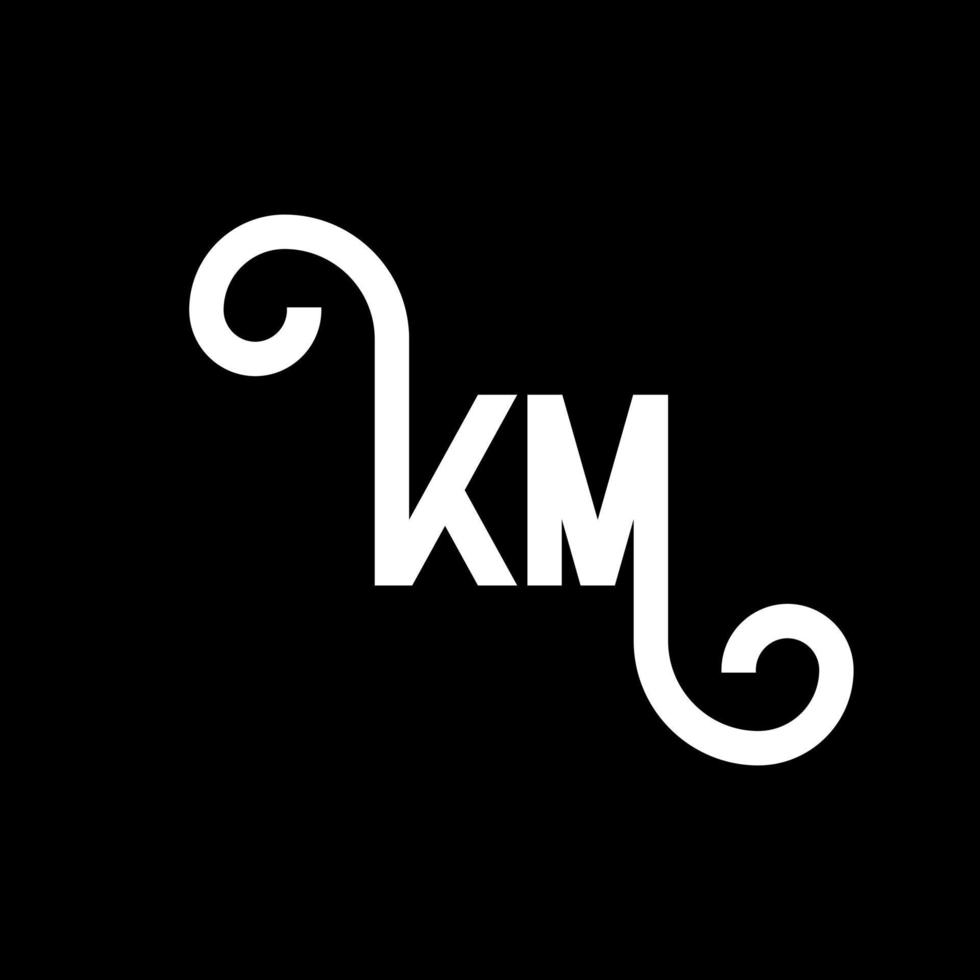 km brief logo ontwerp op zwarte achtergrond. km creatieve initialen brief logo concept. km brief ontwerp. km wit letterontwerp op zwarte achtergrond. km, km-logo vector