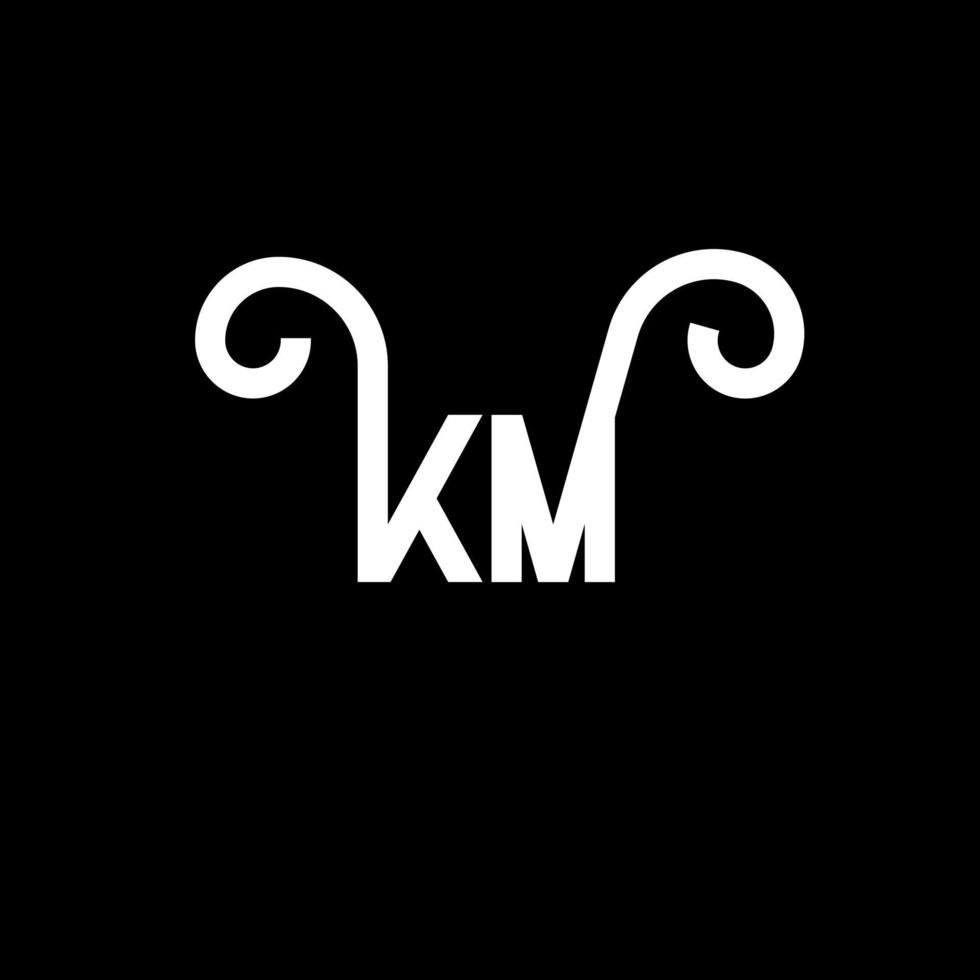 km brief logo ontwerp op zwarte achtergrond. km creatieve initialen brief logo concept. km brief ontwerp. km wit letterontwerp op zwarte achtergrond. km, km-logo vector