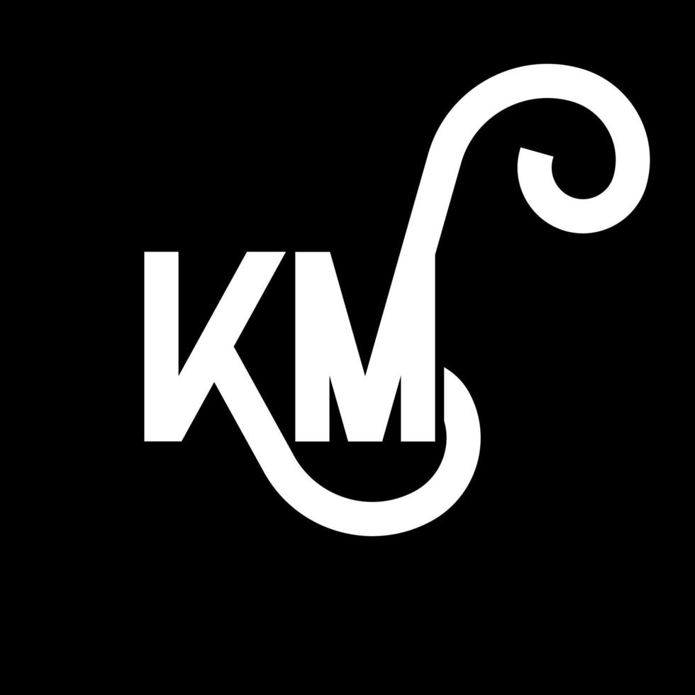 km brief logo ontwerp op zwarte achtergrond. km creatieve initialen brief logo concept. km brief ontwerp. km wit letterontwerp op zwarte achtergrond. km, km-logo vector